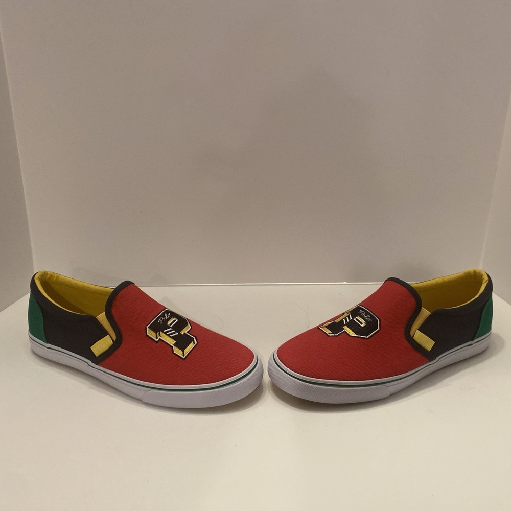 New Ralph Lauren POLO Shoe Mens 6.5 Primary Color Block Embroidered Logo Slip On - Picture 6 of 9